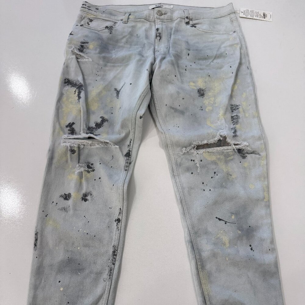 Hudson Zack Sprayed Gray Paint Splatter Skinny Jeans Men's Size 40 NWT NEW